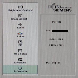 Fujitsu Siemens P24 1w Monitor Fsc P24 1w Osd12