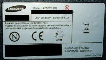 Samsung 226bw Monitor Samsung 226bw Typenschild