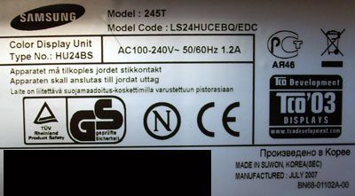 Samsung 245t Monitor Samsung245t Label