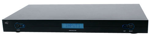 Luxus-HDMI-Switch von HQ in schwarz mit Fernbedienung und LCD-Anzeige
