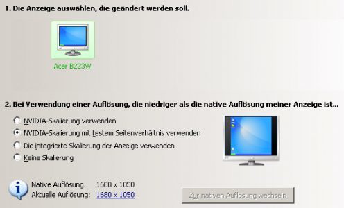 Acer B223w Monitor Acer B223w Aufloesung