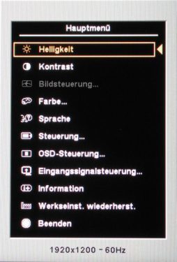 Hp Lp2475w Monitor Hp Lp2475w Osd Hauptmenue