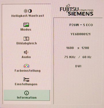 Fujitsu Siemens P26w 5 Eco Monitor P26w 5 Osd Information Thumbnail