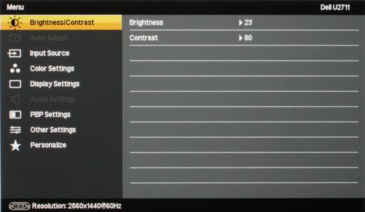 Dell U2711 Monitor Osd1