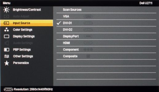Dell U2711 Monitor Osd2