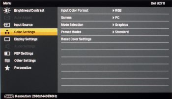 Dell U2711 Monitor Osd3a