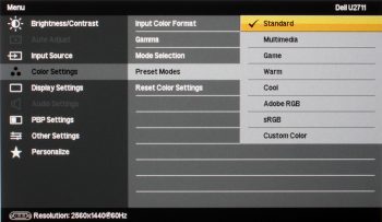 Dell U2711 Monitor Osd3b
