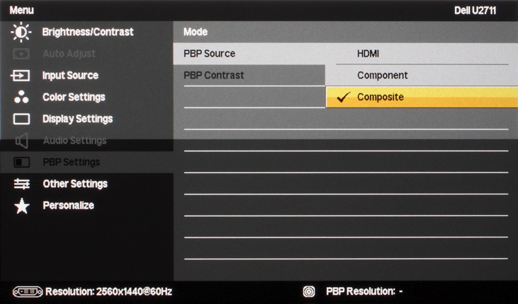 Dell U2711 Monitor Osd5a