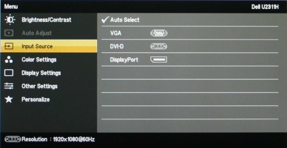 Dell U2311h Monitor Osd Input