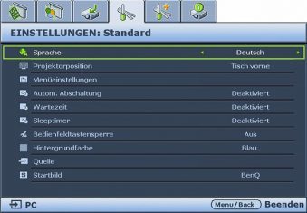 Benq W1000 2 Beamer Osd Setup