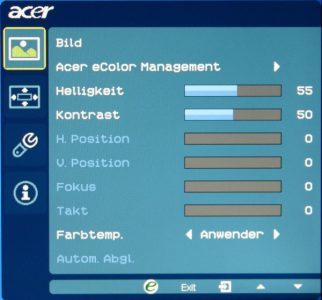 Acer Gd245hqbid Monitor Osd Bild