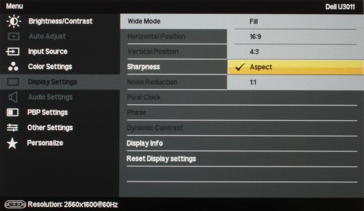 Dell U3011 Monitor Osd4