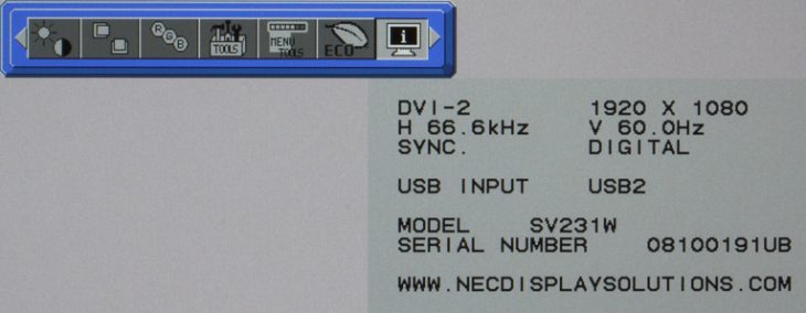 Nec Spectraview 231 Monitor Osd7