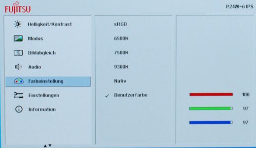 Fujitsu P24w 6 Ips Monitor Menue Farbeinstellung
