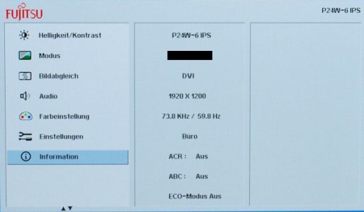 Fujitsu P24w 6 Ips Monitor Menue Info