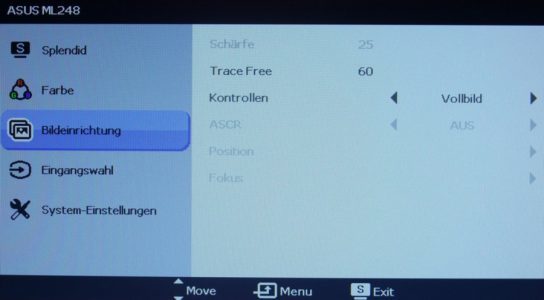 Asus Ml248h Monitor Osd Bild