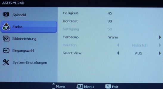 Asus Ml248h Monitor Osd Farbe