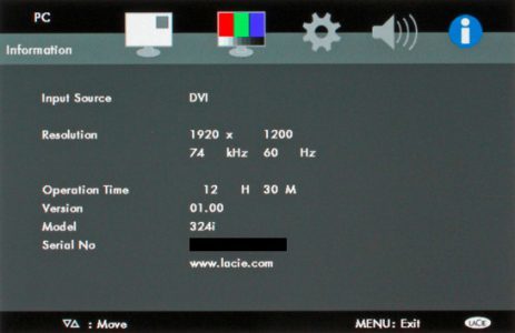 Lacie 324i Blende Colorimeter 131083 Monitor Osd6