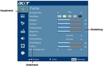 Acer H7531d Beamer Osd 1