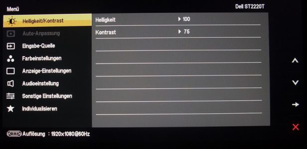 Dell St2220t Monitor Osd Main