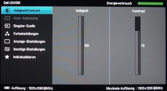 Dell U2412m Monitor Osd Hauptmenue