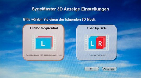 Monitor 3D Einstellungen