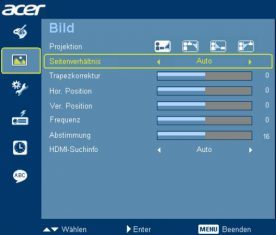 Acer H6500 Beamer Osd 2