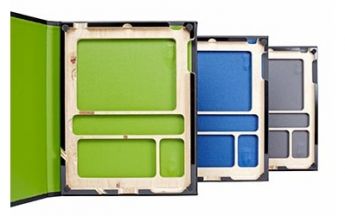 iPad-Schutz als handgearbeitete Buchrücken mit einem integrierten Holzrahmen