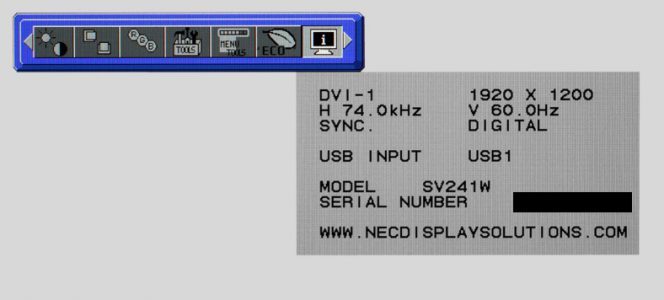 Nec Spectraview 241 Monitor Osd7