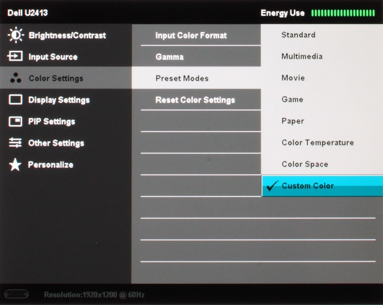 Dell U2413 Monitor Osd3
