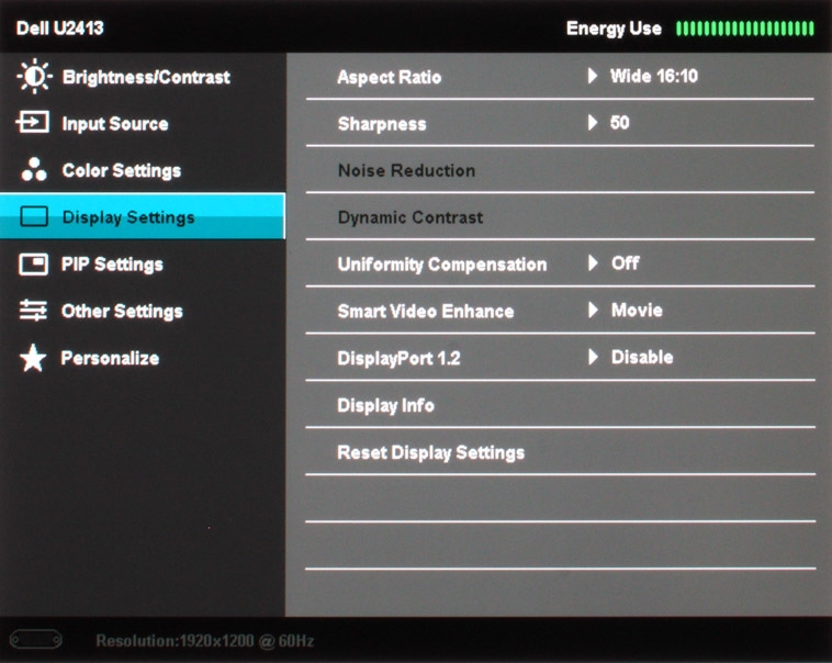 Dell U2413 Monitor Osd4
