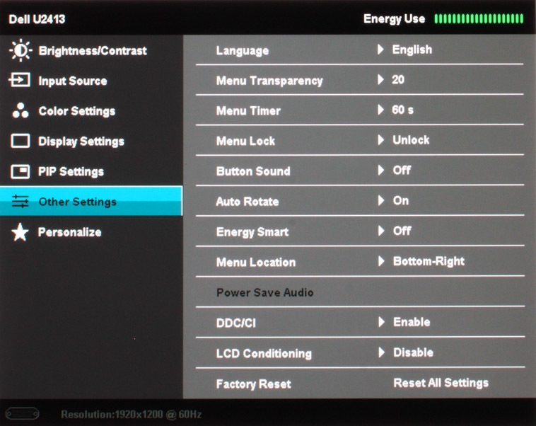 Dell U2413 Monitor Osd6