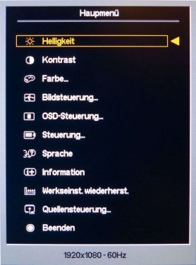 Hp Pavilion 23xi Monitor OSD Hauptmenue
