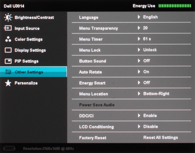 Dell U3014 Monitor Osd6