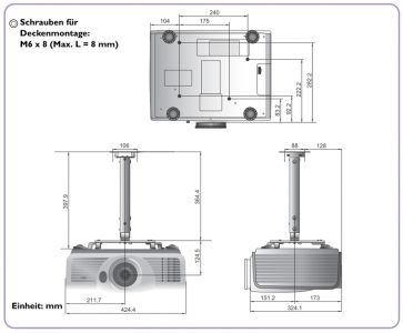 Benq W7500 Beamer Screenshot Deckenmontage