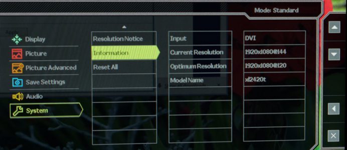 Benq Xl2420t 144hz Monitor Input Info