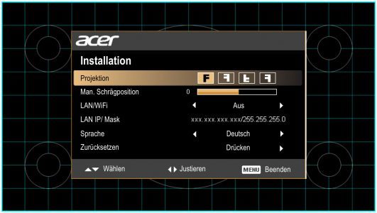 Acer H9505bd Beamer ScreenS Ersteinrichtung