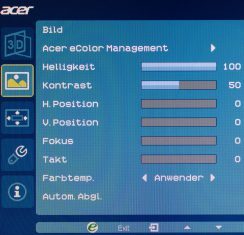 Acer Gn246hlbbid Monitor Osd Bild