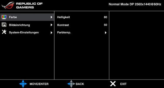 Asus Pg278q Monitor Osd Anfangsmenue