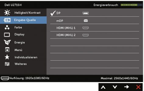 Dell U2715h Monitor OSD2 Eingabequelle