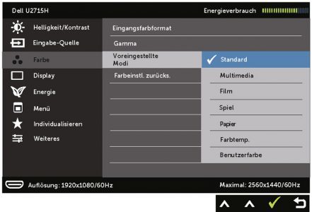 Dell U2715h Monitor OSD4 Farbmodi