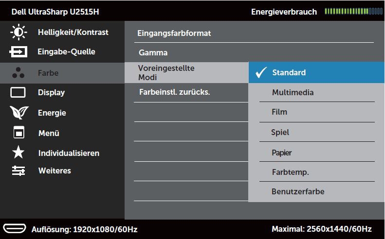 Dell U2515h Monitor Osd4