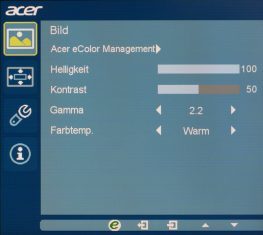 Acer Xb270hubprz Monitor Osd Haupt