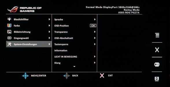 Asus Pg27aq Monitor Osd System