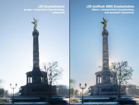 Vergleich zwischen LDR Einzelaufnahme mit geringem und höherem Dynamikumfang