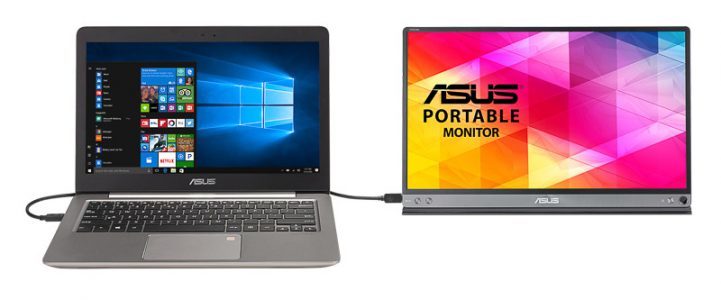 Asus Mb16ac Monitor Mb16ac With Laptop Front
