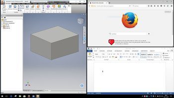 Drei Fenster aufgeteilt