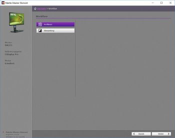 "Palette Master Element" Workflow-Optionen