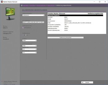 "Palette Master Element" Abschluss der Kalibrierung