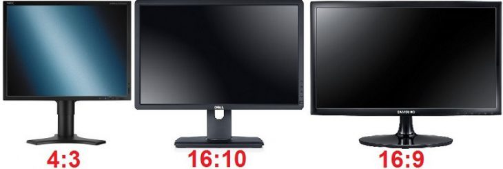 Bild zeigt die Seitenformate 4:3, 16:10 und 16:9 im Vergleich